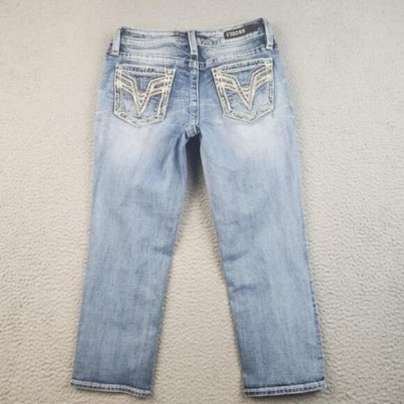 VIGOSS Jeans Women 3/4 Heritage Low Rise Chelsea Capri Heavy Embroidered Pocket - Picture 2 of 11